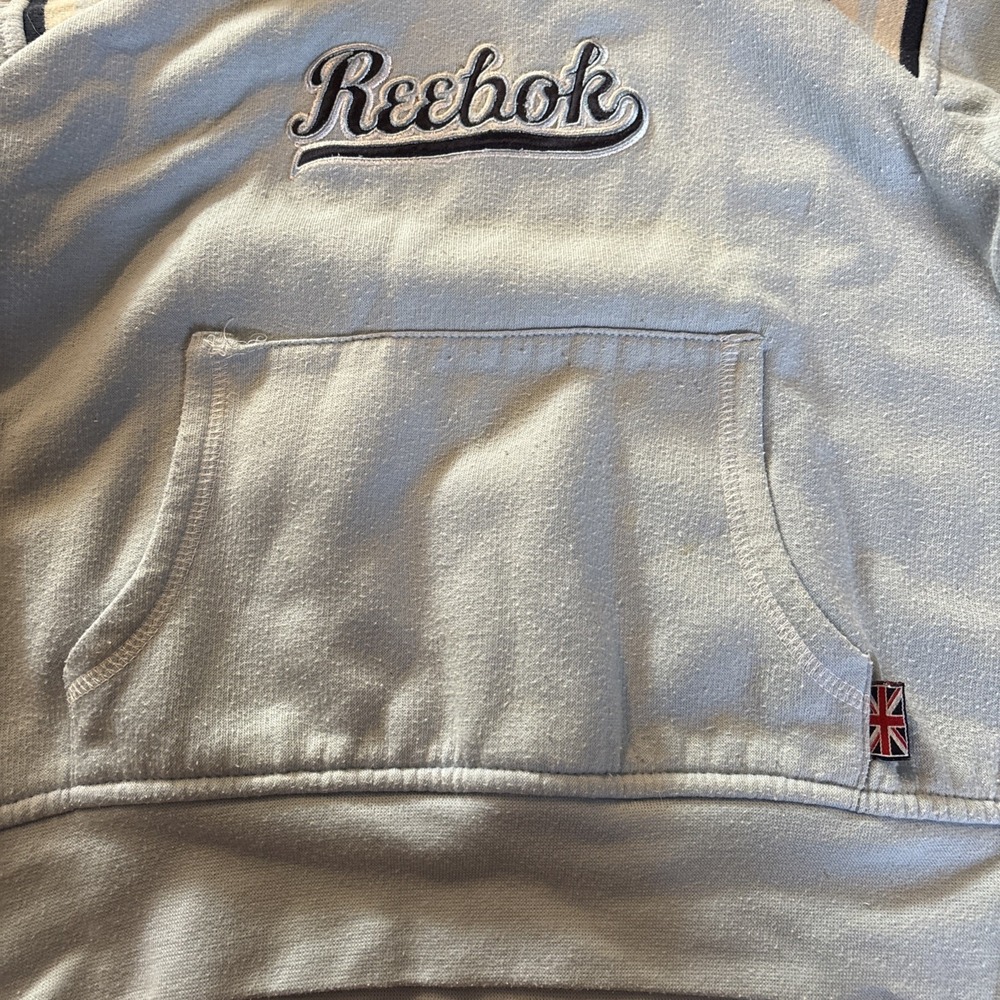 Reebok Vintage Youth M‎ Baby Blue Long Sleeve Hoodie Hooded Sweatshirt - Picture 2 of 8